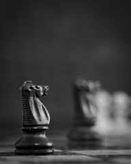 Scacchi fotografati su una scacchiera