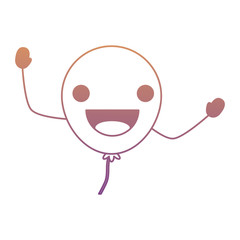 kawaii excited balloon icon over white background, colorful design. vector illustration