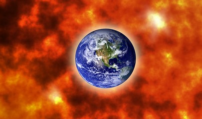 Obraz na płótnie Canvas Earth on doomsday with big explosion design