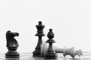 Scacchi fotografati su una scacchiera