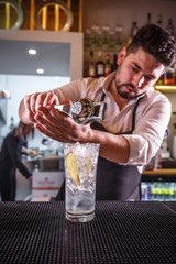 Professional bartender making cocktail