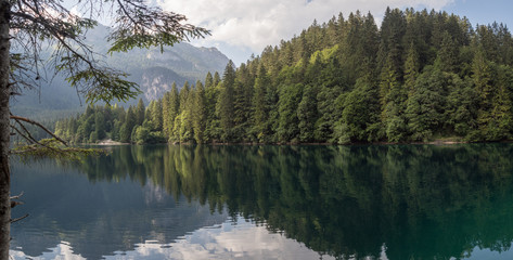 beautiful trekking by tovel lake in Trentino