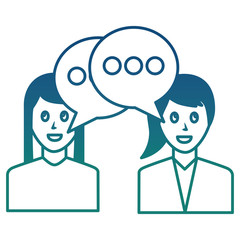 portrait women and speech bubble dialog vector illustration degraded color