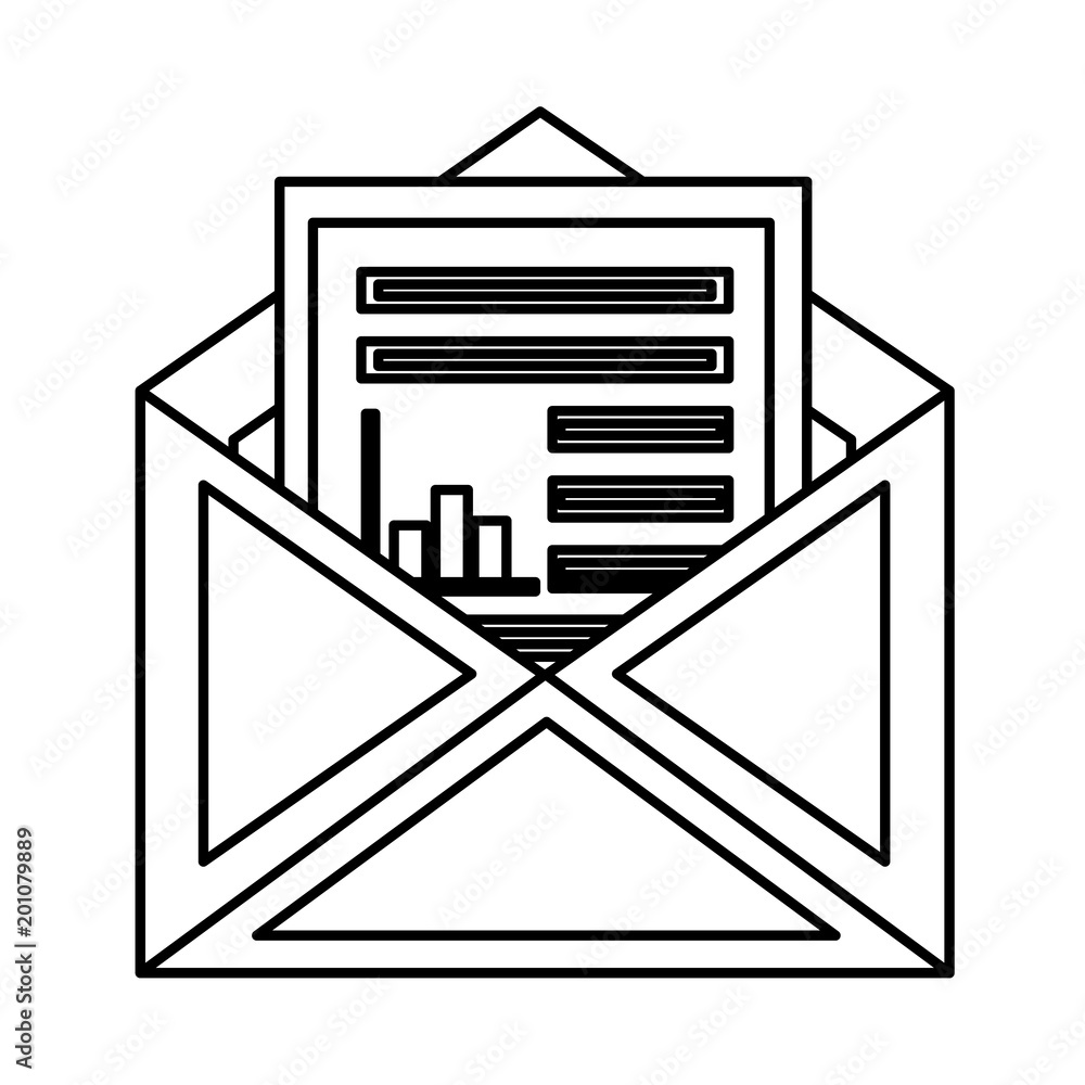 Poster email envelope document report statistic vector illustration outline
