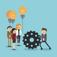 Business teamwork working on ideas vector illustration graphic design