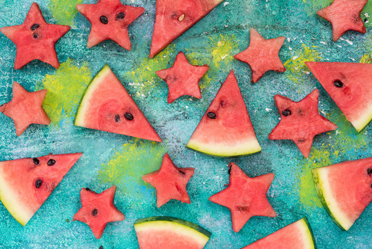 Watermelon slices and stars, garden party food