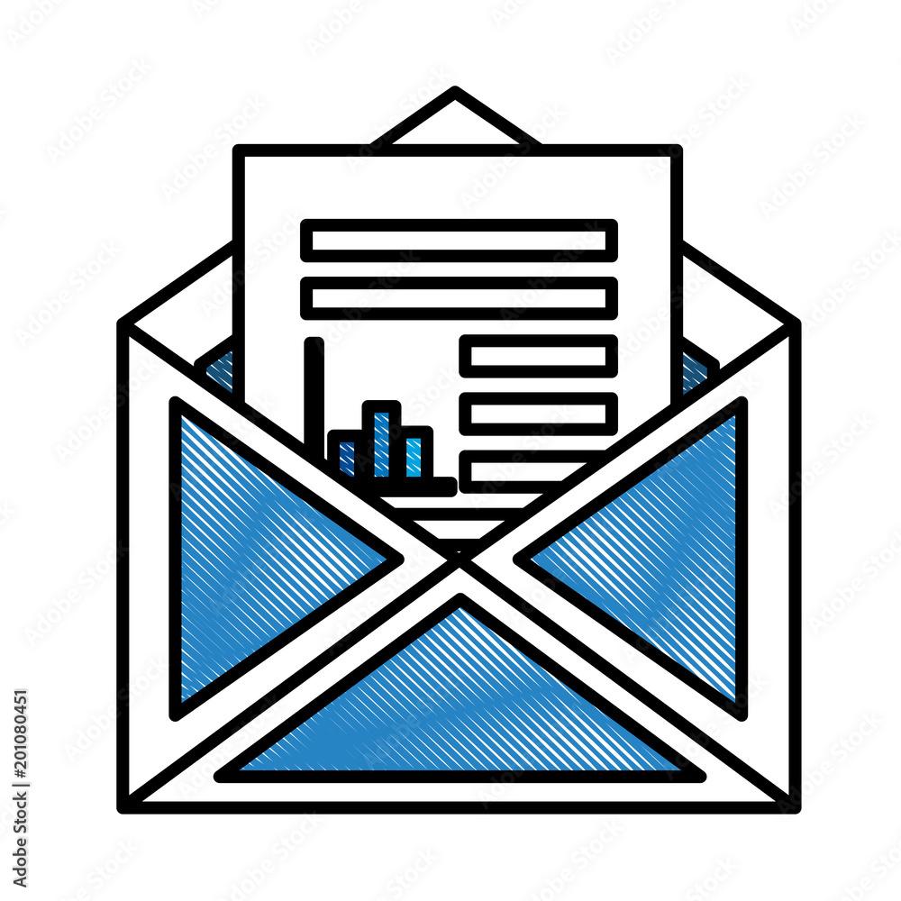 Poster envelope mail with statistics document vector illustration design