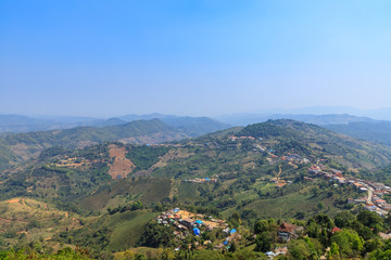 Obraz premium Hill tribe village on top of Doi Mae Salong mountain in Chiangrai, north of Thailand