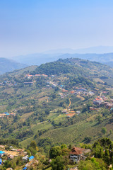 Fototapeta na wymiar Hill tribe village on top of Doi Mae Salong mountain in Chiangrai, north of Thailand