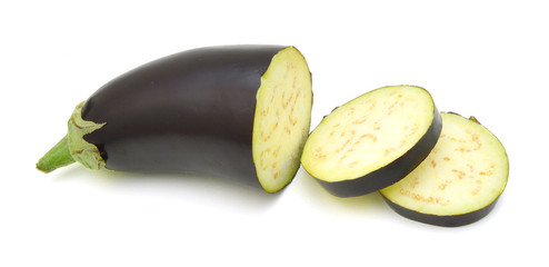cut zucchini (eggplant) on a white background