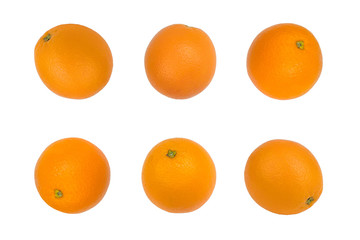 Ripe orange fresh orange, isolated on white background. pattern