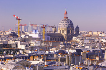 Fototapeta na wymiar Aerial view of the city rooftops of Paris France