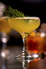 cocktail selection on marble bar desk