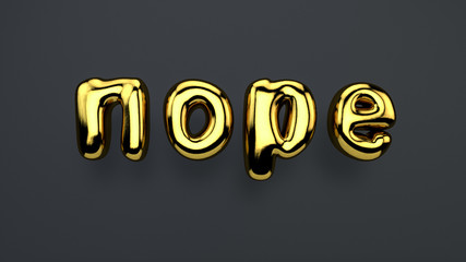 nope - 3D Schrift Gold auf Schwarz