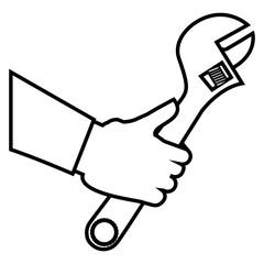 hand with wrench key tool icon vector illustration design
