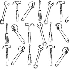set tools collection pattern background vector illustration design