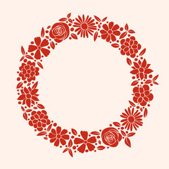 Stylish floral background. Layout of a postcard with hand drawn flowers. Vector.