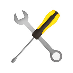 wrench key and screwdriver vector illustration design