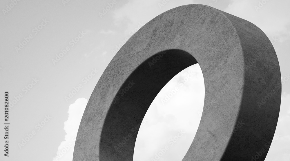 Poster abstract of concrete curved sculpture architectural on cloud sky background,concept of future modern