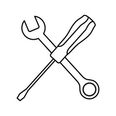 wrench key and screwdriver vector illustration design