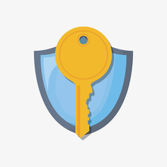 shield with key icon over white background, colorful design. vector illustration