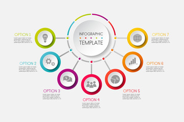 Infographic - colourful template with business icons. Vector.