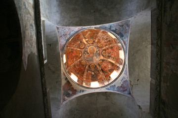 fresque murale dans un monastère byzantin à mystra en grèce