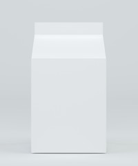 Milk box front view. Carton box Mock-up. White clear empty box. 3d rendering.