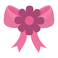 pink flower and bow ribbon decoration ornament vector illustration