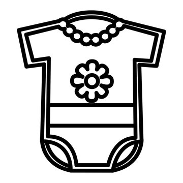 baby bodysuit outline with flower and beads clip art preview