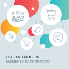 shopping outline vector icons and elements background with circle bubbles networks...Multipurpose use on websites, presentations, brochures and more