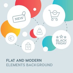 shopping outline vector icons and elements background with circle bubbles networks...Multipurpose use on websites, presentations, brochures and more
