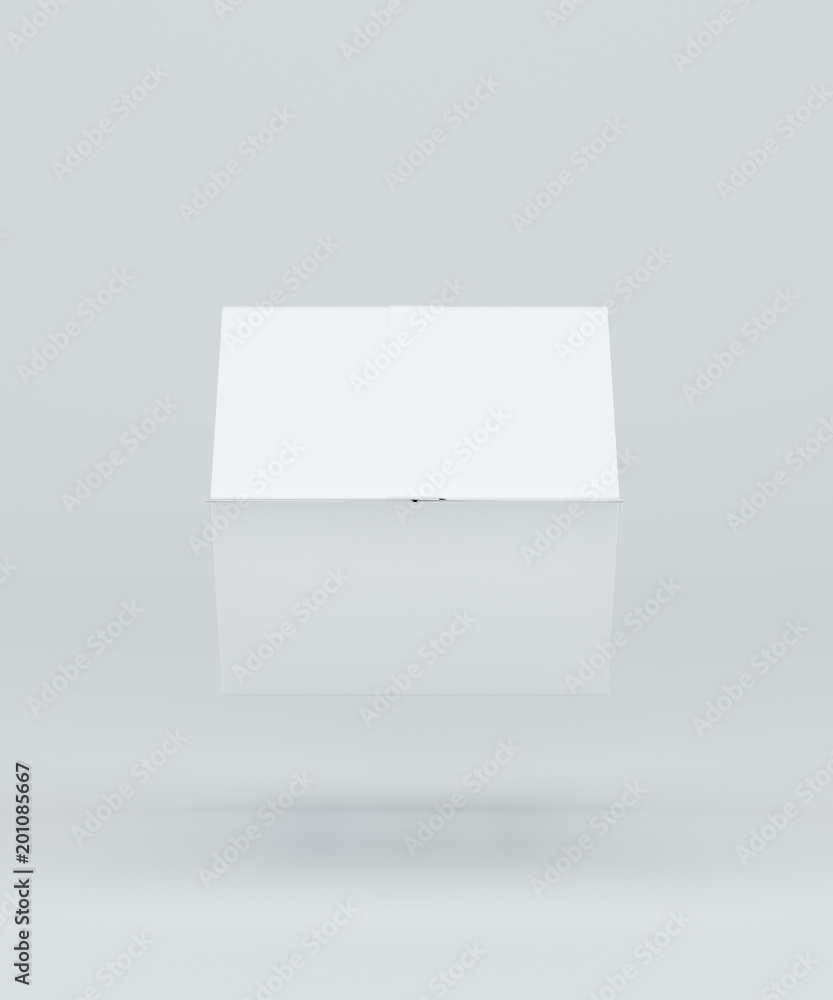 Poster milk or juice box top view. carton box with mock-up. white clear empty box. 3d rendering.
