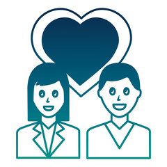 lovers couple with heart characters vector illustration design