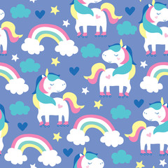 seamless purple unicorn pattern vector illustration - 201085802