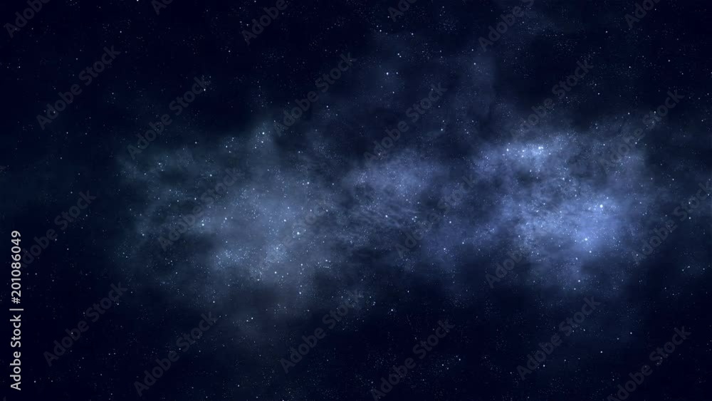 Wall mural flying through a gas clouds in the deep space. camera is moving right. loop.