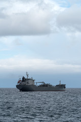 Cargo ship at sea