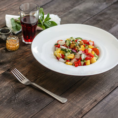 salad - organic vegetables, a set of ingredients (juicy vegetables). copy space (food vegetables background)