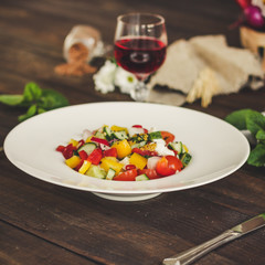 salad - organic vegetables, a set of ingredients (juicy vegetables). copy space (food vegetables background)