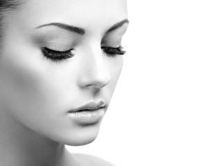 Fototapeta premium Beautiful woman face. Perfect makeup. Beauty fashion