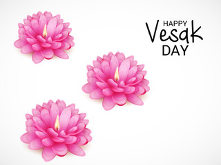 Vesak Day with Pink Lotus Flower.