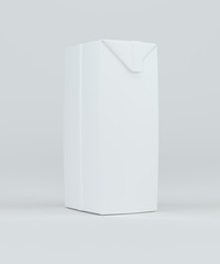 Milk or juice carton packaging package box white blank. 3d rendering.