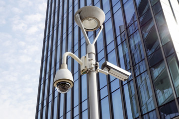 Milano , Italy 22 june 2017 :Security CCTV camera or surveillance system in office building . In...