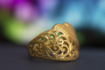 gold ring in the night light
