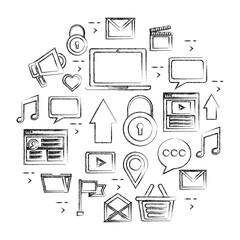 social media marketing pattern vector illustration design