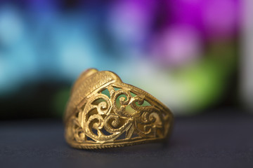gold ring in the night light