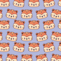 cute tigers background, colorful design. vector illustration
