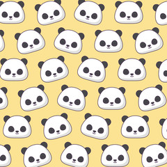 cute panda bears background, colorful design. vector illustration
