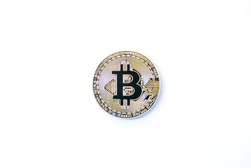 Silver bit coin isolated on white background.