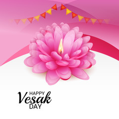 Vesak Day with Pink Lotus Flower.